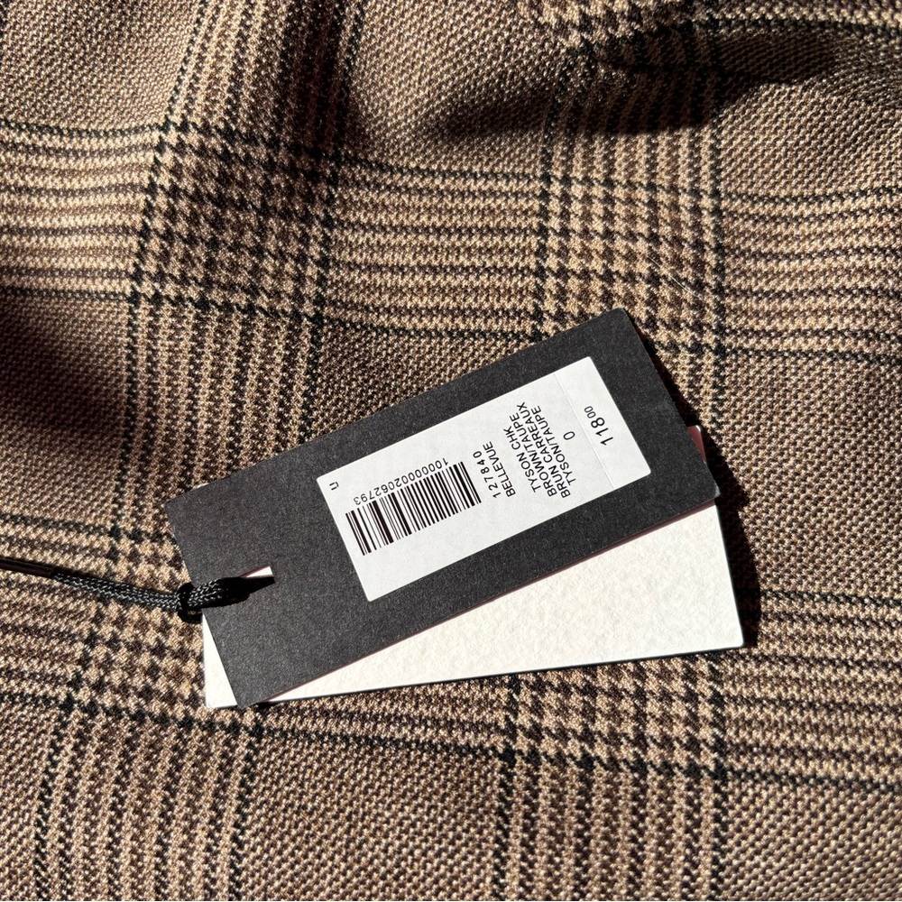 Aritzia Babaton Bellevue Tyson check Brown Plaid Women's Top size 0 NWT - Picture 3 of 7